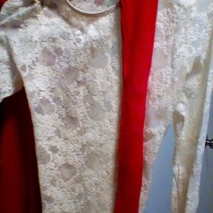 Turtleneck Red Dress and antique slip